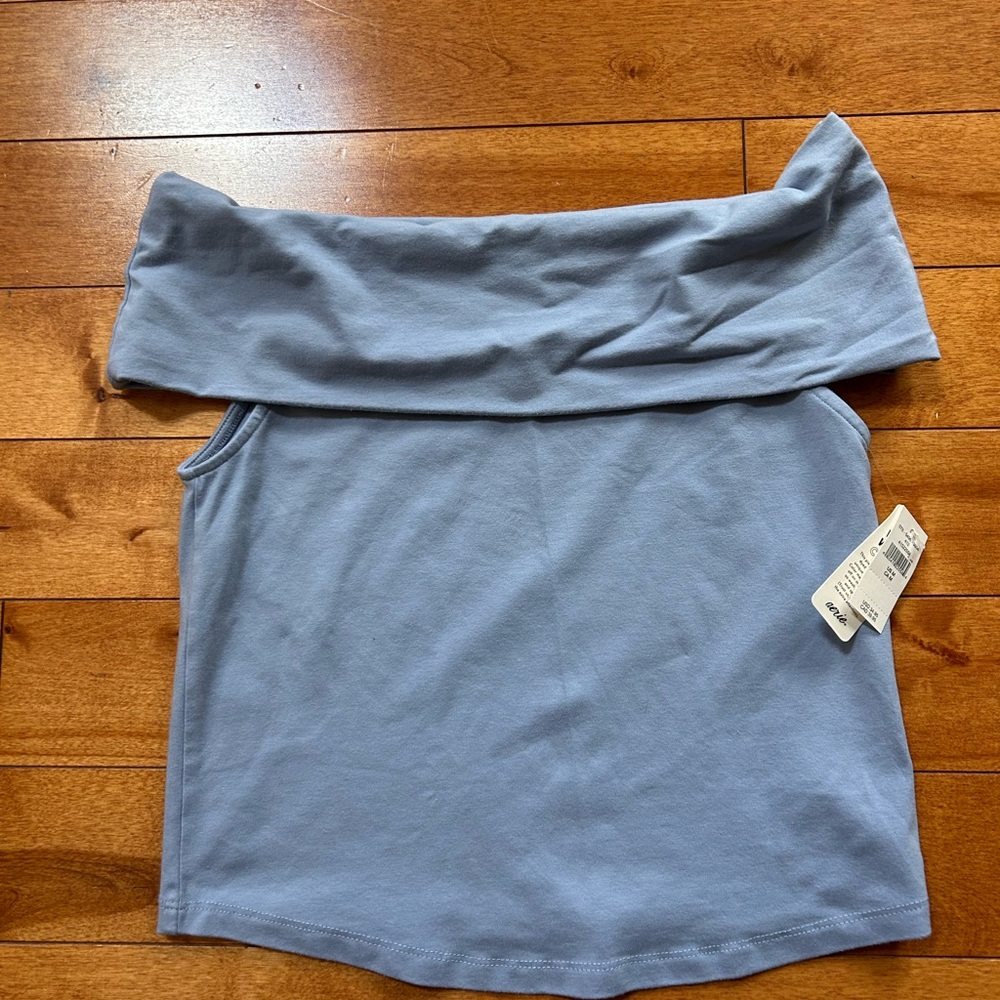 Aerie Soft Blue Off-Shoulder Top